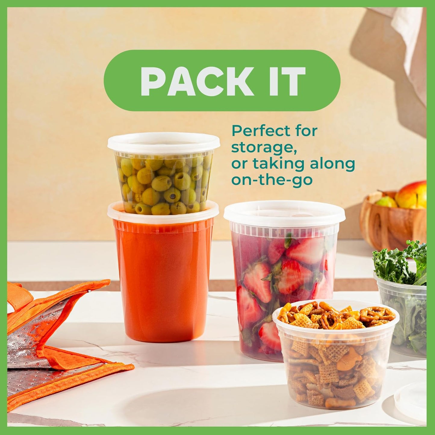 Deli Food Storage Containers with Lids - (48 Sets) 24-32 Oz Quart Size & 24-16 Oz Pint Size Plastic Airtight Takeout Meal Prep Storage, Bpa-Free, Dishwasher, Microwave Safe