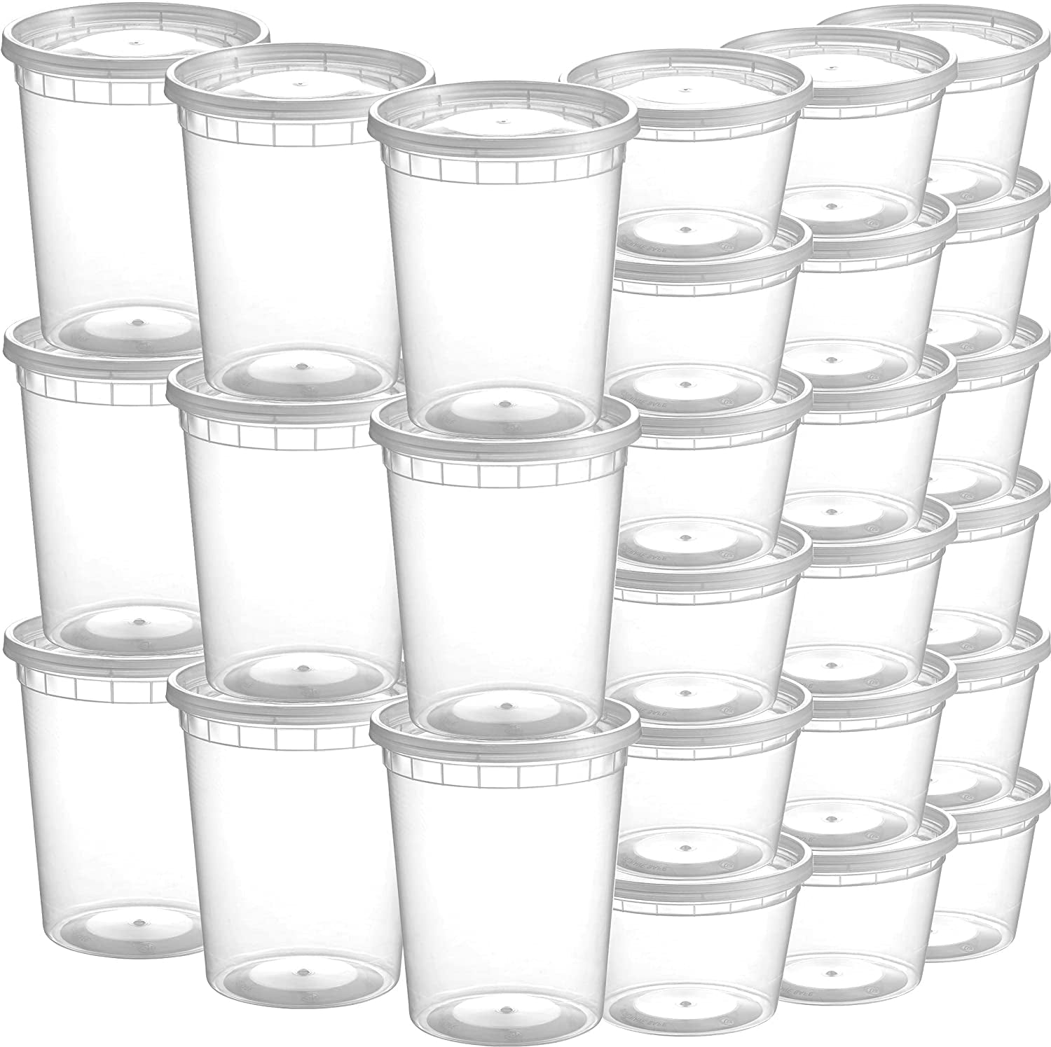 Deli Food Storage Containers with Lids - (48 Sets) 24-32 Oz Quart Size & 24-16 Oz Pint Size Plastic Airtight Takeout Meal Prep Storage, Bpa-Free, Dishwasher, Microwave Safe
