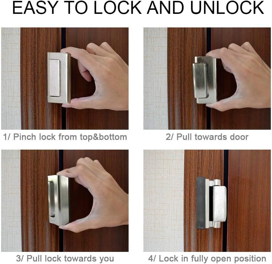 2 Pack Door Reinforcement Locks with 8 Screws, Home Security Door Lock for Toddler, Childproof Door Lock Night Lock Withstand 800 Lbs Silver