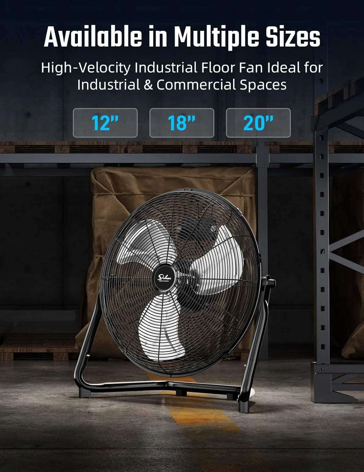 12" High Velocity 3-Speed Heavy Duty Floor Fan