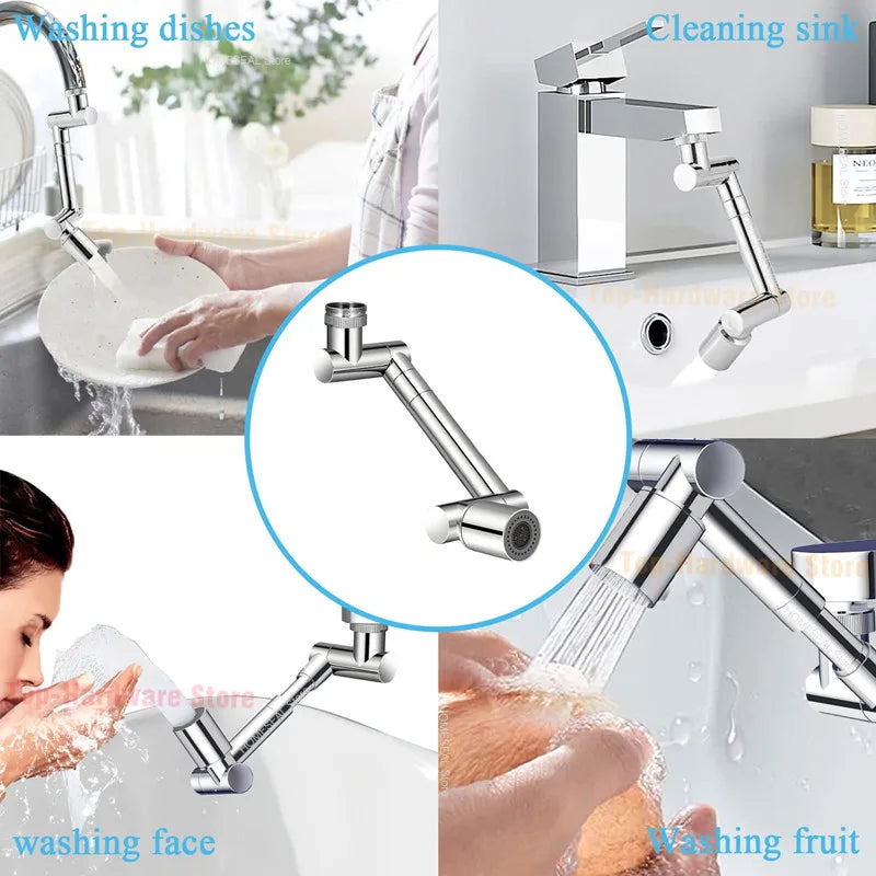 1440° Rotatable Scalable Metal Faucet Aerator Bathroom Tap Splash-Proof Bubbler Faucet Filter Nozzle Tap Saving Water Extender