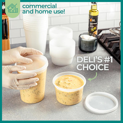 Deli Food Storage Containers with Lids - (48 Sets) 24-32 Oz Quart Size & 24-16 Oz Pint Size Plastic Airtight Takeout Meal Prep Storage, Bpa-Free, Dishwasher, Microwave Safe