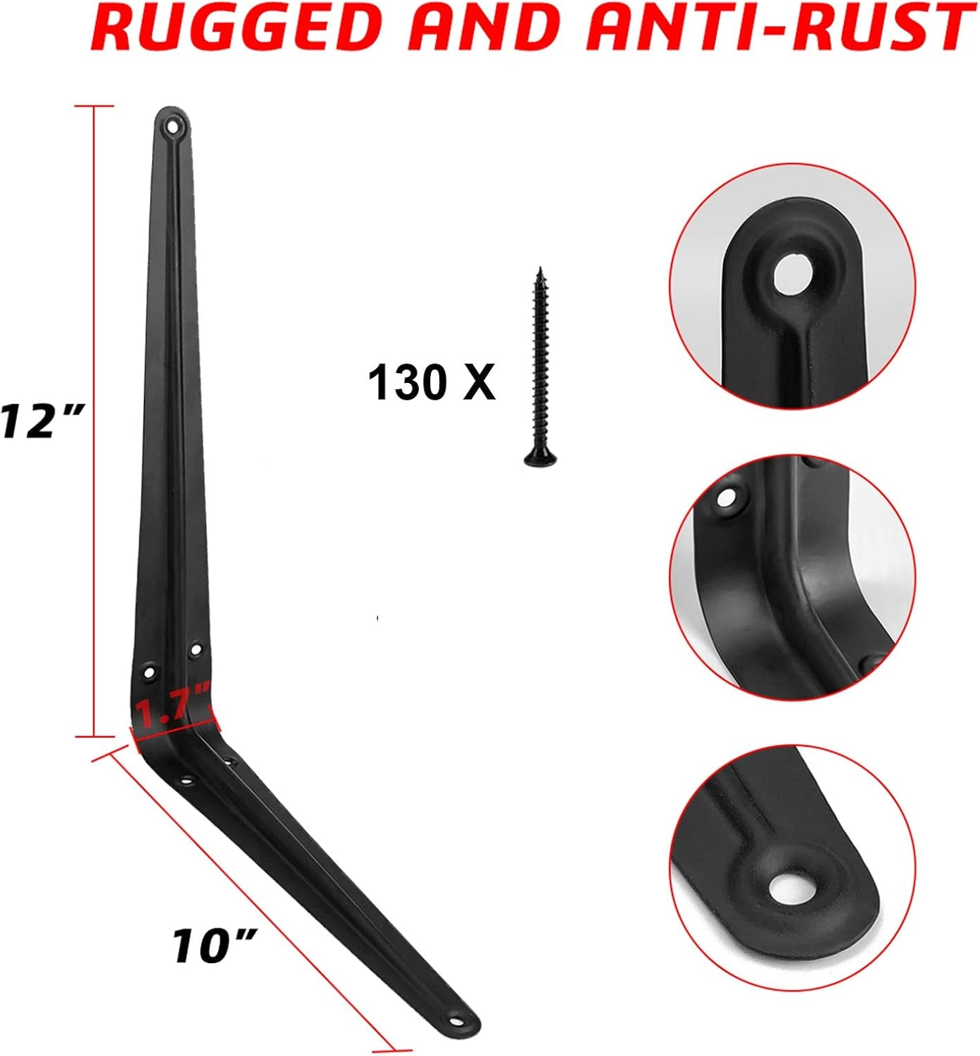 20 Pack 12 Inch Heavy Duty Black Iron Metal Floating Shelves Bracket, L Corner Brace Support, J Metal Joint Angle for Shelf