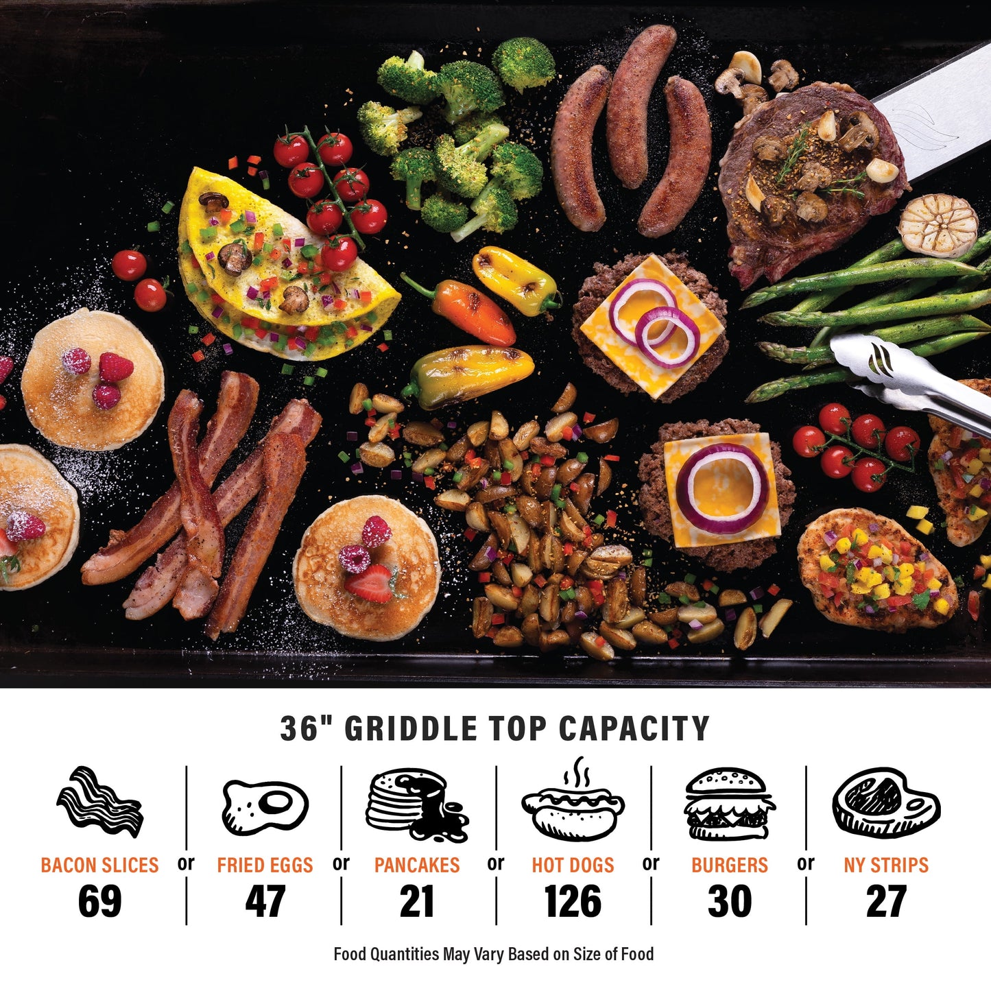 Original Outdoor Griddle, 36 Inch 4-Burner Flat Top Grill with Hood, Black