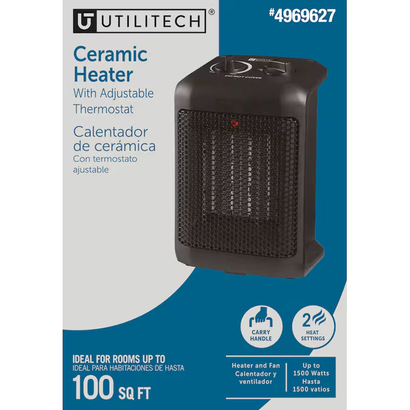 1500 -Watt Ceramic Compact Personal Indoor Electric Space Heater with Thermostat