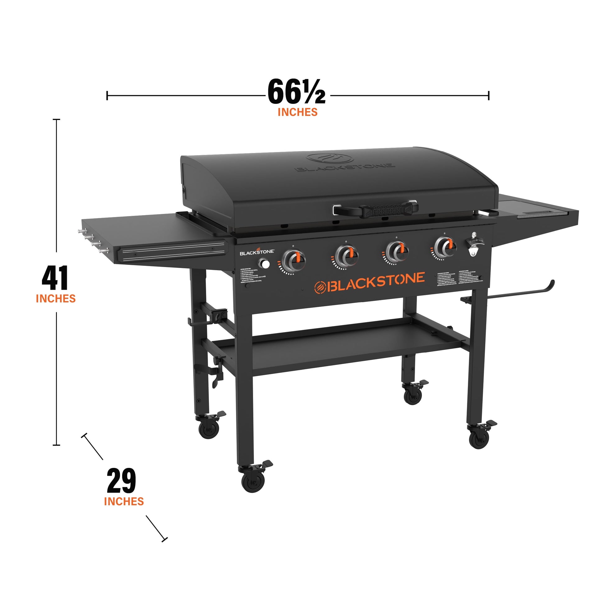 Original Outdoor Griddle, 36 Inch 4-Burner Flat Top Grill with Hood, Black