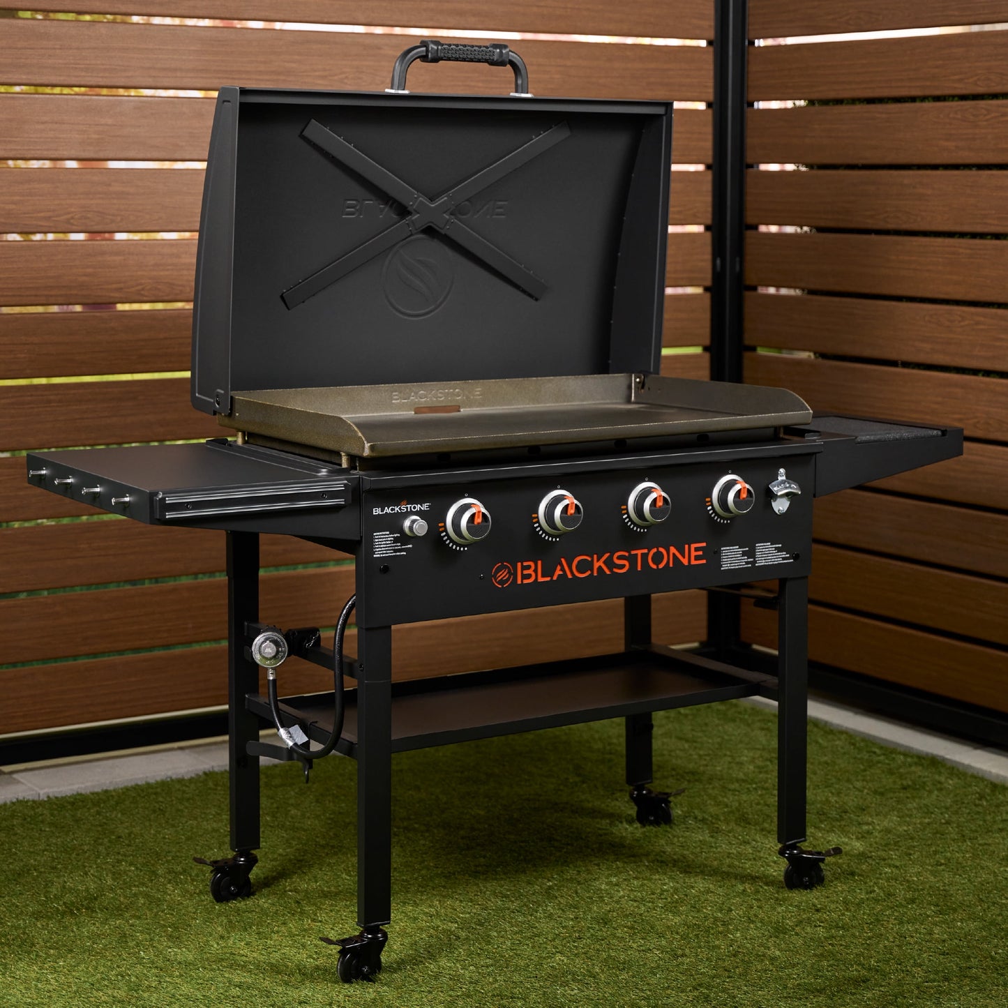 Original Outdoor Griddle, 36 Inch 4-Burner Flat Top Grill with Hood, Black