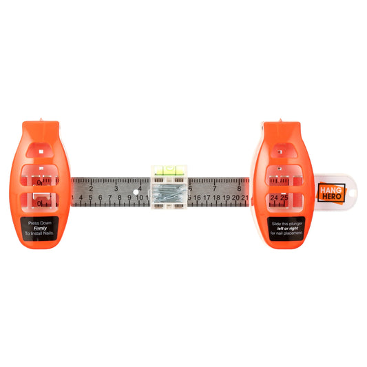 Hang Hero – Precision Picture Hanging Made Easy! Dual-Nail System Measures, Levels, and Drives Nails at the Perfect Angle for Flawless Results. Includes Device + (50) #17 Brad Nails.
