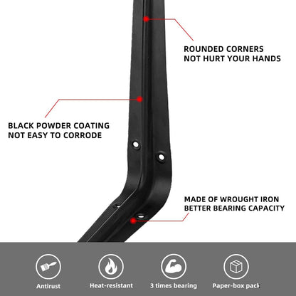 20 Pack 12 Inch Heavy Duty Black Iron Metal Floating Shelves Bracket, L Corner Brace Support, J Metal Joint Angle for Shelf